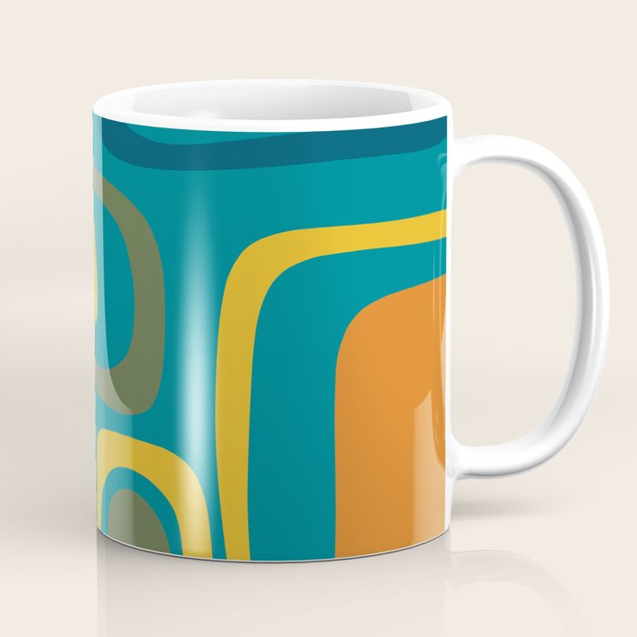 Palm Springs Midcentury Modern Abstract in Moroccan Mustard, Orange, Olive, Blue, and Teal Coffee Mug Gallery Image 1