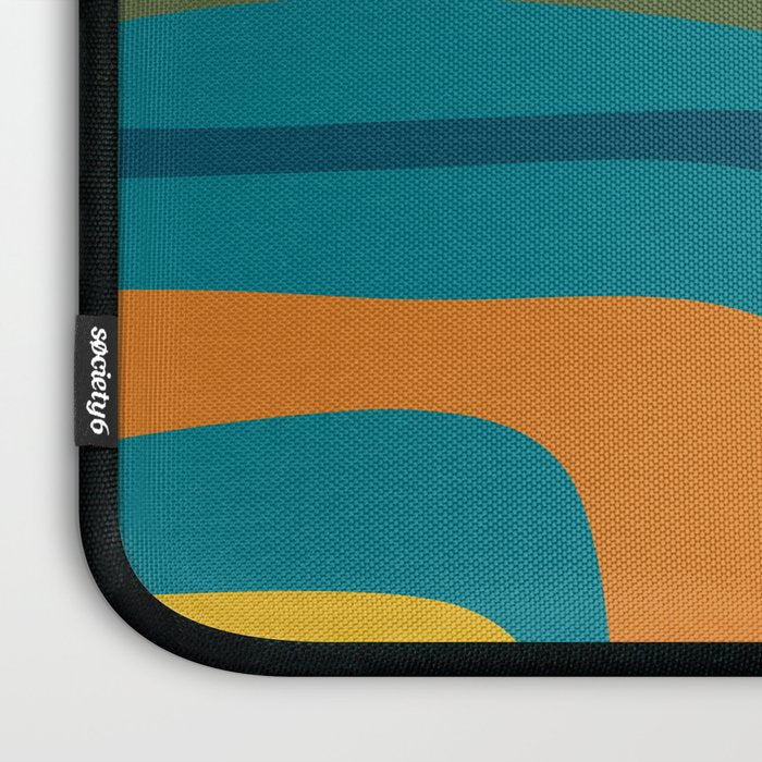 Palm Springs Midcentury Modern Abstract in Moroccan Mustard, Orange, Olive, Blue, and Teal Laptop Sleeve Gallery Image 3