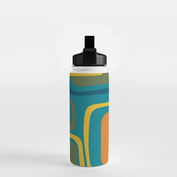 Palm Springs Midcentury Modern Abstract in Moroccan Mustard, Orange, Olive, Blue, and Teal Water Bottle Gallery Image 2