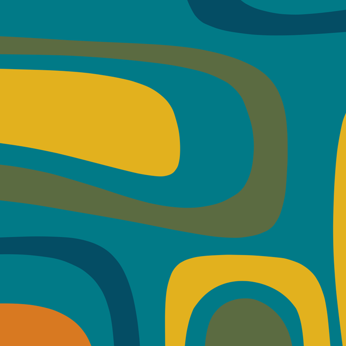 Palm Springs Midcentury Modern Abstract in Moroccan Mustard, Orange, Olive, Blue, and Teal Coffee Mug Gallery Image 2