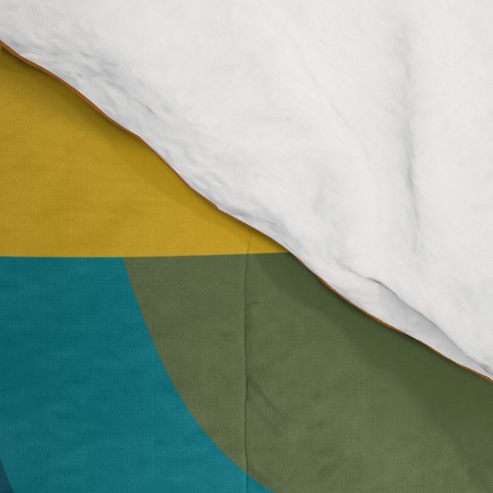 Palm Springs Midcentury Modern Abstract in Moroccan Mustard, Orange, Olive, Blue, and Teal Comforter Gallery Image 4