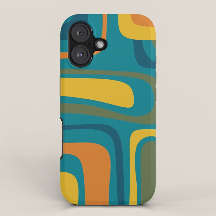 Palm Springs Midcentury Modern Abstract in Moroccan Mustard, Orange, Olive, Blue, and Teal iPhone Case Gallery Image 1