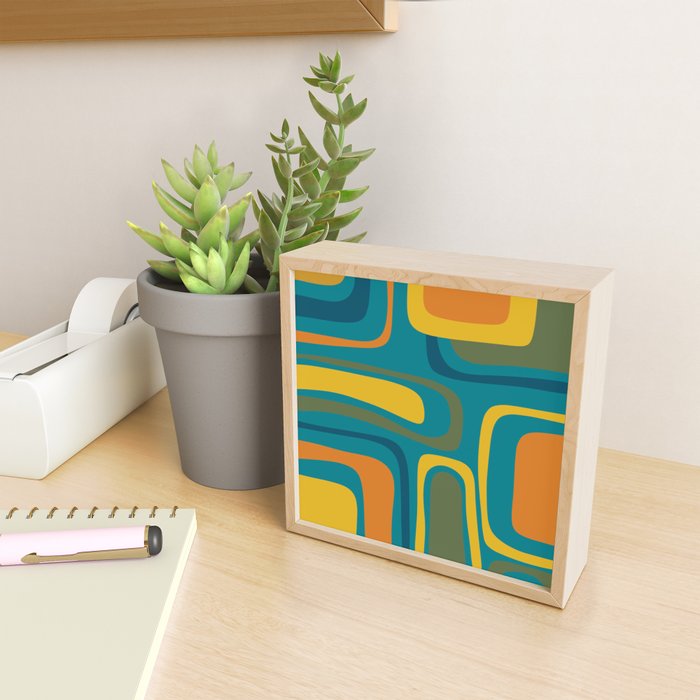 Palm Springs Midcentury Modern Abstract in Moroccan Mustard, Orange, Olive, Blue, and Teal Mini Art Print Gallery Image 2