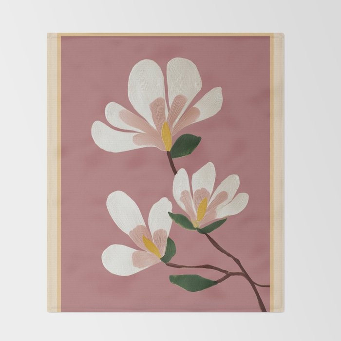 Pink Magnolia Flowers Throw Blanket Gallery Image 2