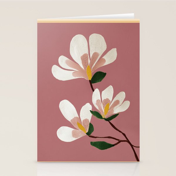 Pink Magnolia Flowers Stationery Card Gallery Image 2