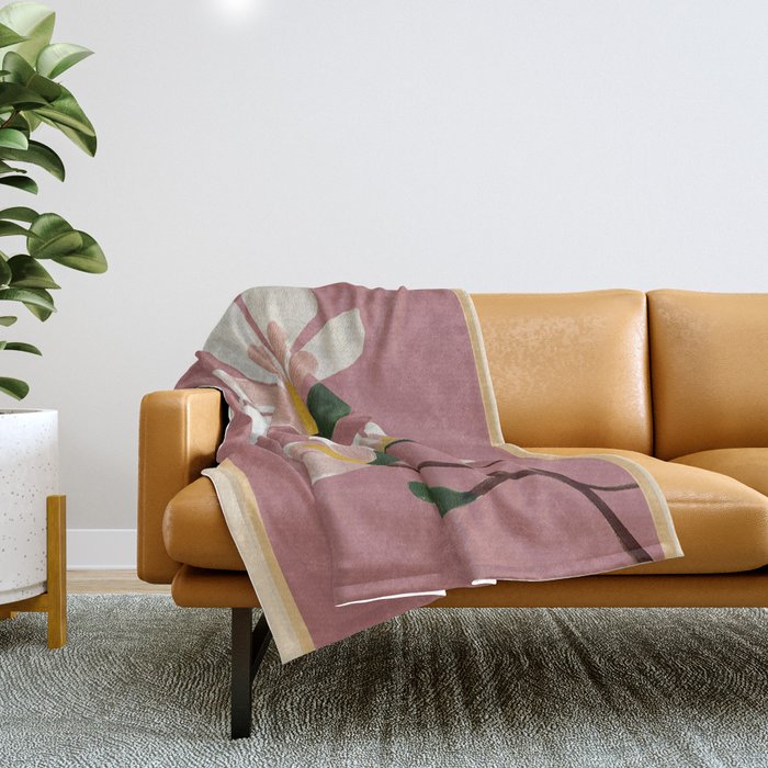 Pink Magnolia Flowers Throw Blanket Gallery Image 1