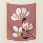 Pink Magnolia Flowers Wall Tapestry Gallery Image 4