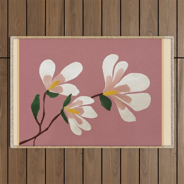 Pink Magnolia Flowers Outdoor Rug Gallery Image 1