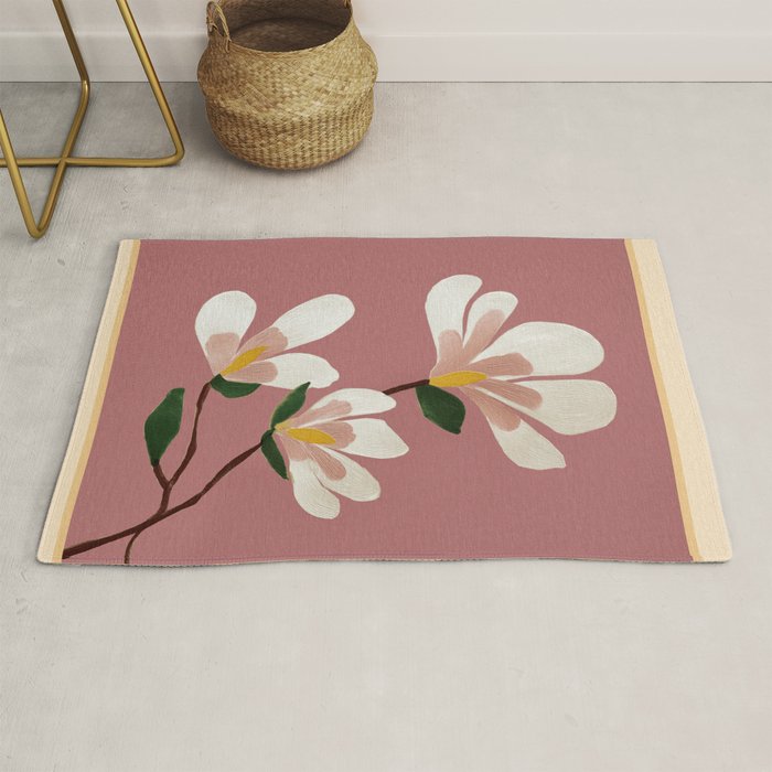 Pink Magnolia Flowers Rug Gallery Image 1