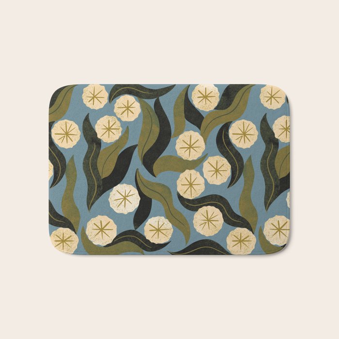 Blue Floral Bath Mat Gallery Image 1