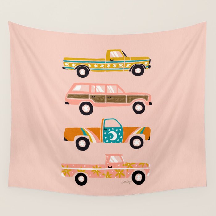 Retro Roads - Pink Palette Wall Tapestry Gallery Image 4