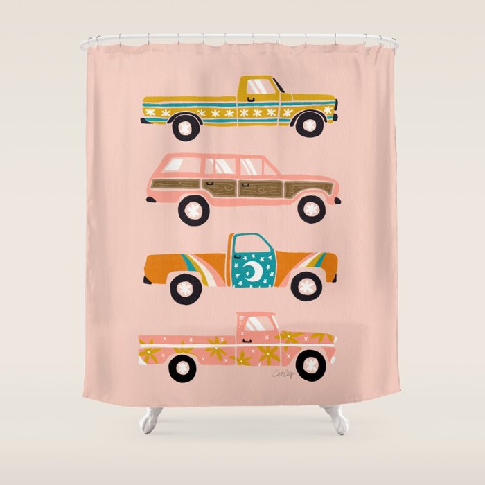 Retro Roads - Pink Palette Shower Curtain Gallery Image 1