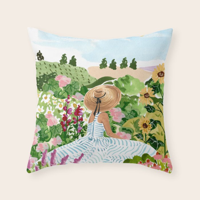 Garden Daydream  Throw Pillow Gallery Image 1