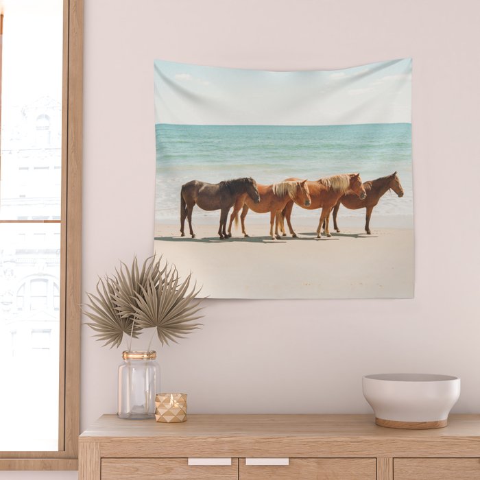 Summer Beach Horses Wall Tapestry Gallery Image 2