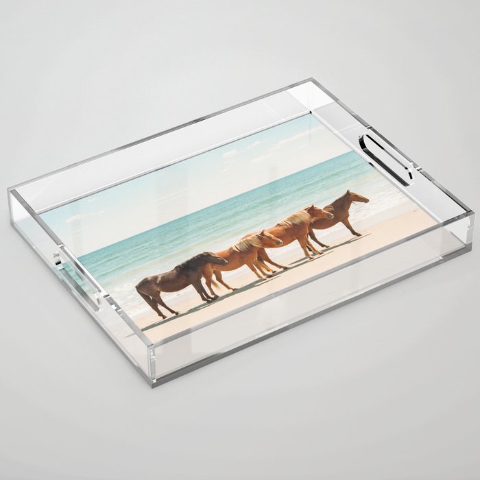 Summer Beach Horses Acrylic Tray Gallery Image 1