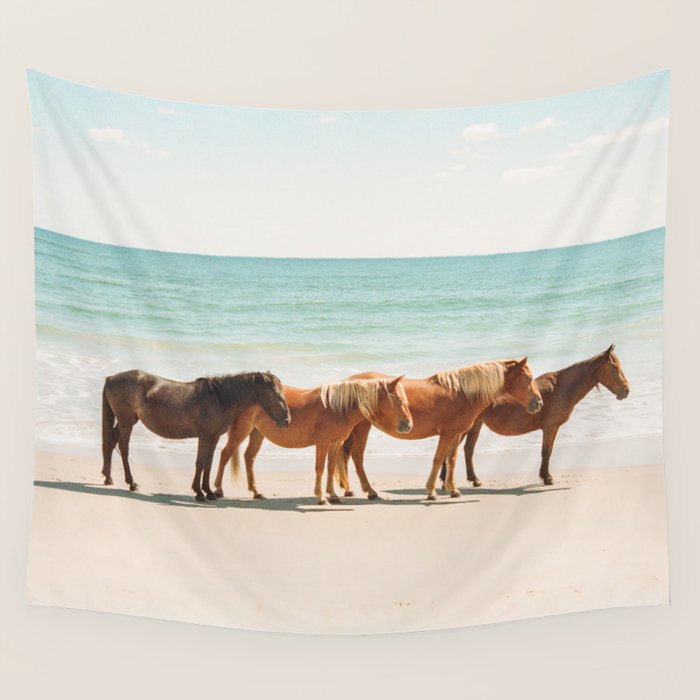 Summer Beach Horses Wall Tapestry Gallery Image 1