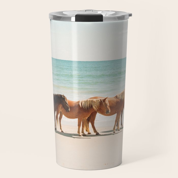 Summer Beach Horses Travel Mug Gallery Image 1