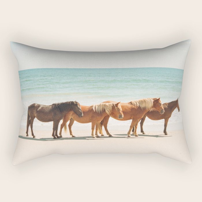 Summer Beach Horses Rectangular Pillow Gallery Image 2