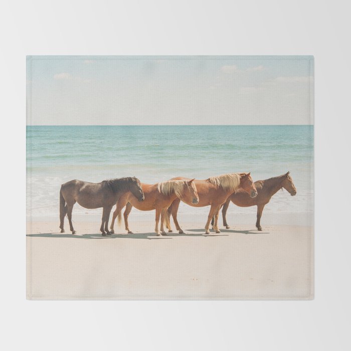 Summer Beach Horses Throw Blanket Gallery Image 2
