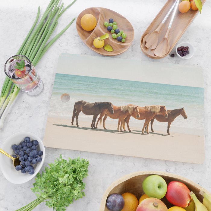 Summer Beach Horses Cutting Board Gallery Image 2