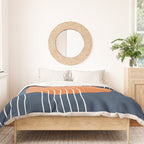 Mid Century Modern Geometric 161 Sun Rainbow abstract in Navy Blue Orange Duvet Cover Gallery Image 3