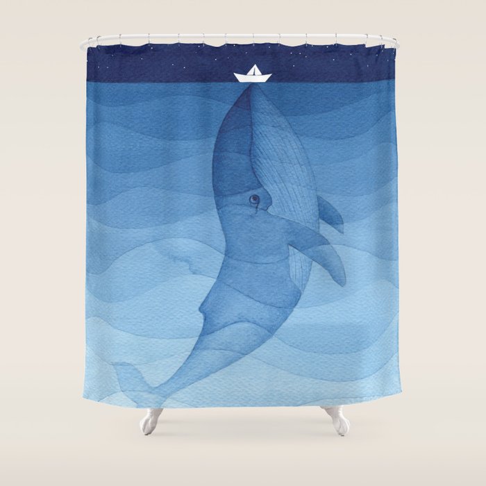 Whale blue ocean Shower Curtain Gallery Image 1
