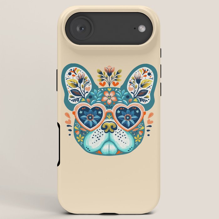 Cute French bulldog and heart shaped sunglasses  iPhone Case Gallery Image 6