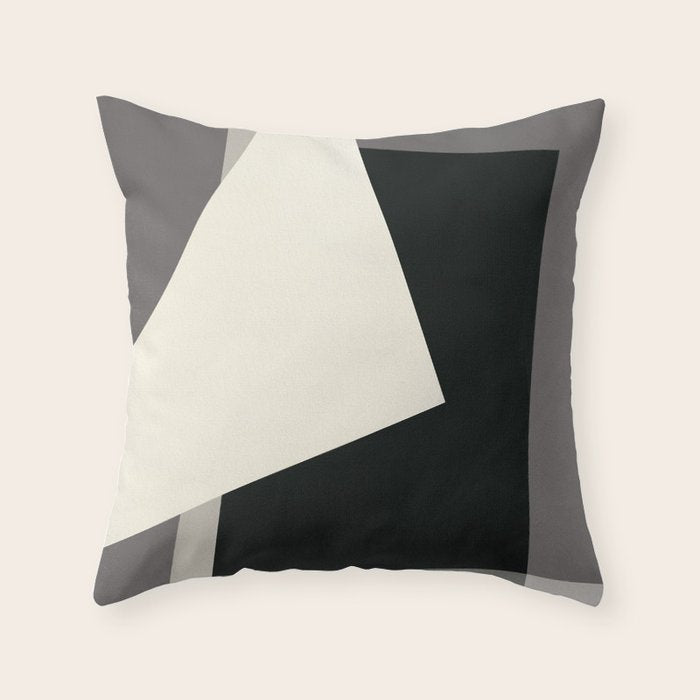 Geometric gray black design 2 Throw Pillow Gallery Image 1