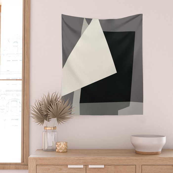 Geometric gray black design 2 Wall Tapestry Gallery Image 2