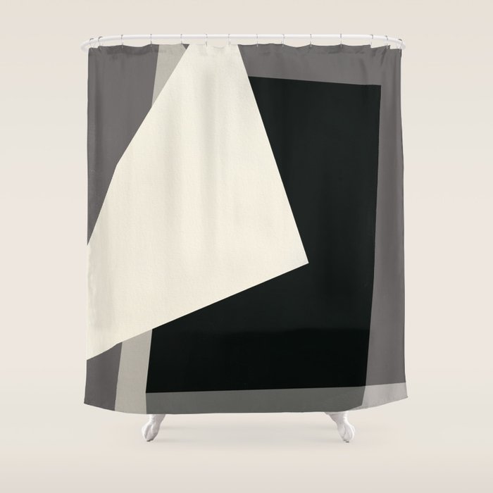 Geometric gray black design 2 Shower Curtain Gallery Image 1