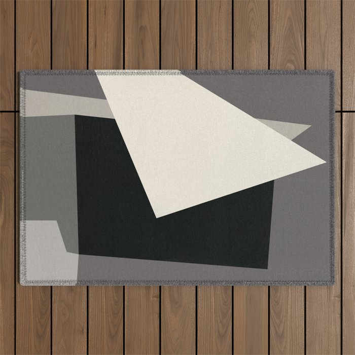 Geometric gray black design 2 Outdoor Rug Gallery Image 1