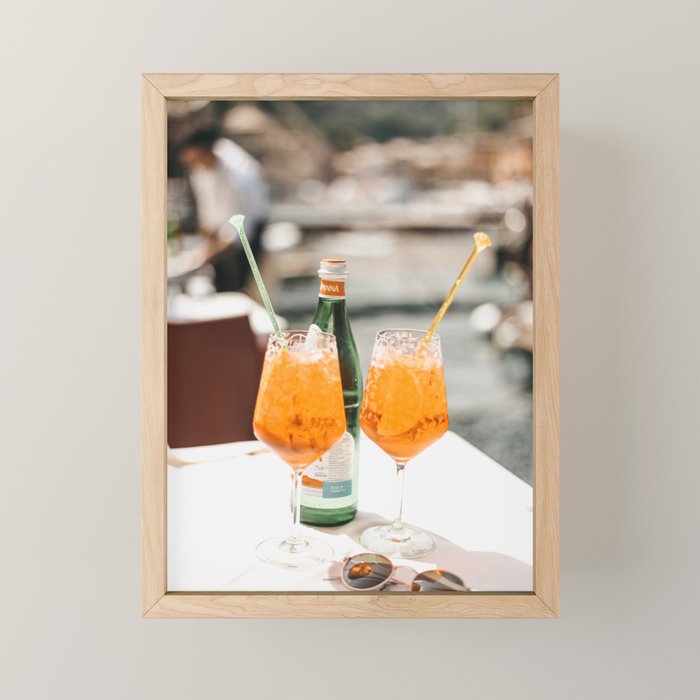 Italian Aperol Spritz for two | Spritzen in the Italian Riviera, cocktail photography travel print Mini Art Print Gallery Image 1