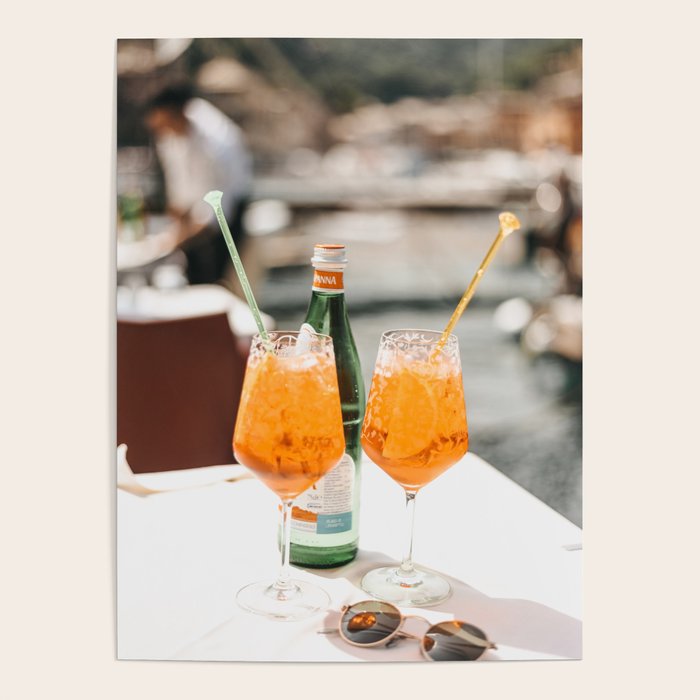 Italian Aperol Spritz for two | Spritzen in the Italian Riviera, cocktail photography travel print Poster Gallery Image 1