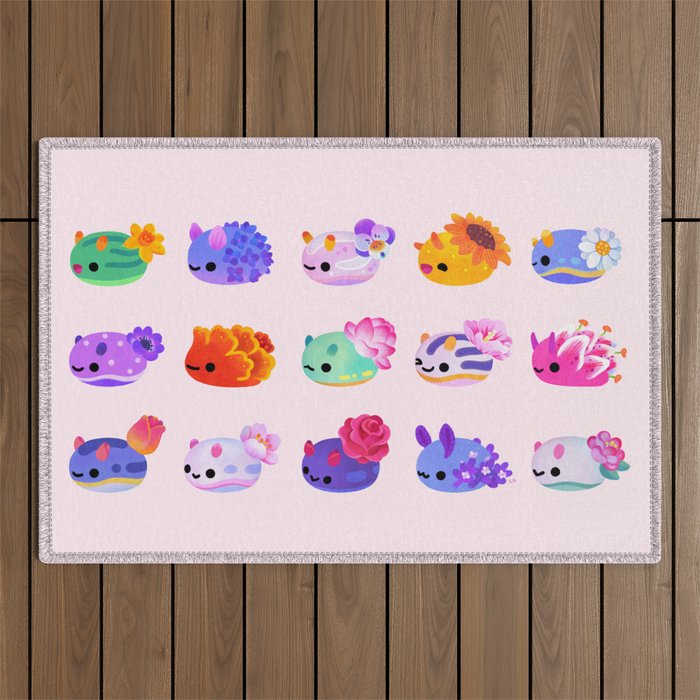 Flower sea slug - pastel Outdoor Rug Gallery Image 1