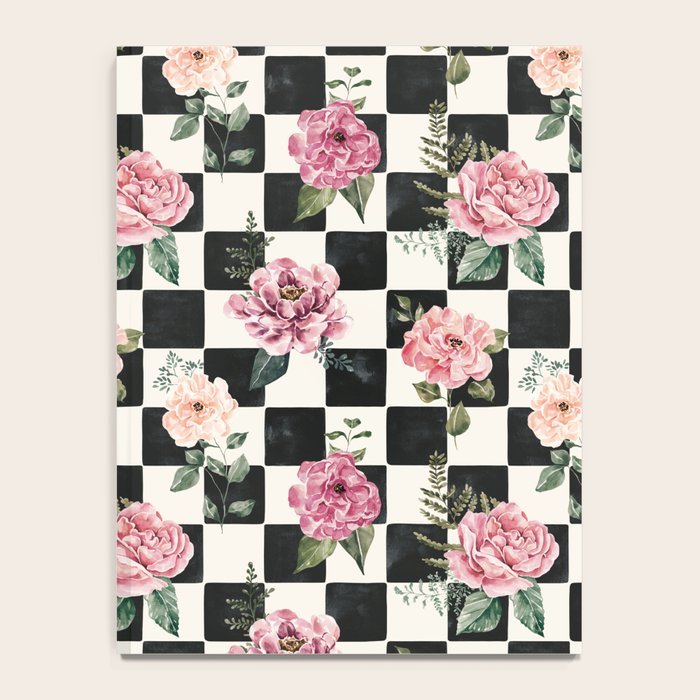Moonlit Hollow Vintage Checkered Floral Notebook Gallery Image 4