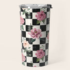 Moonlit Hollow Vintage Checkered Floral Travel Mug Gallery Image 2