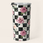 Moonlit Hollow Vintage Checkered Floral Travel Mug Gallery Image 3