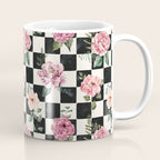Moonlit Hollow Vintage Checkered Floral Coffee Mug Gallery Image 1