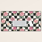 Moonlit Hollow Vintage Checkered Floral Desk Mat Gallery Image 1