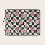 Moonlit Hollow Vintage Checkered Floral Laptop Sleeve Gallery Image 1