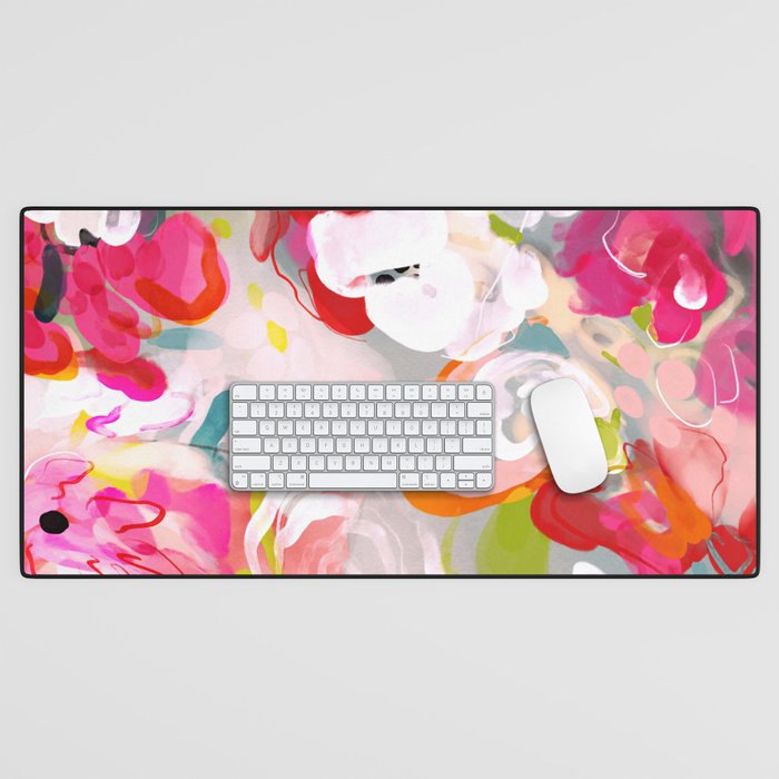 Dream flowers in pink rose floral abstract art Desk Mat Gallery Image 1