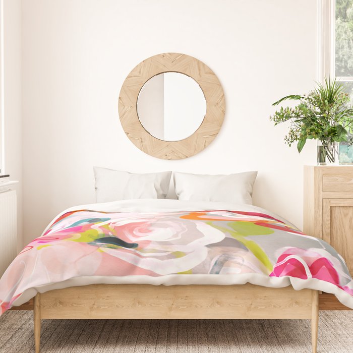 Dream flowers in pink rose floral abstract art Duvet Cover Gallery Image 3