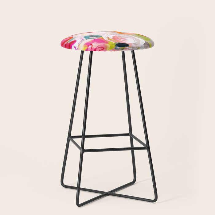 Dream flowers in pink rose floral abstract art Stool Gallery Image 1