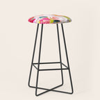 Dream flowers in pink rose floral abstract art Stool Gallery Image 1