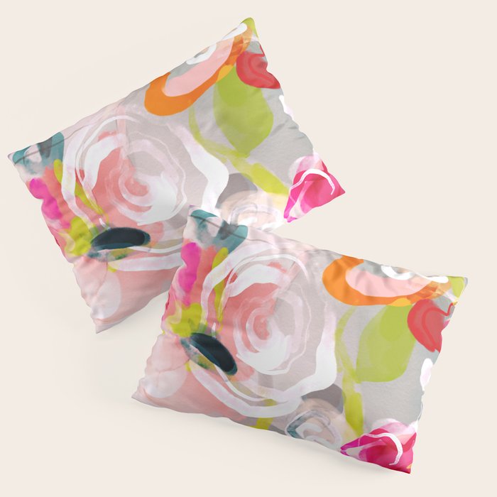 Dream flowers in pink rose floral abstract art Pillow Sham Gallery Image 3