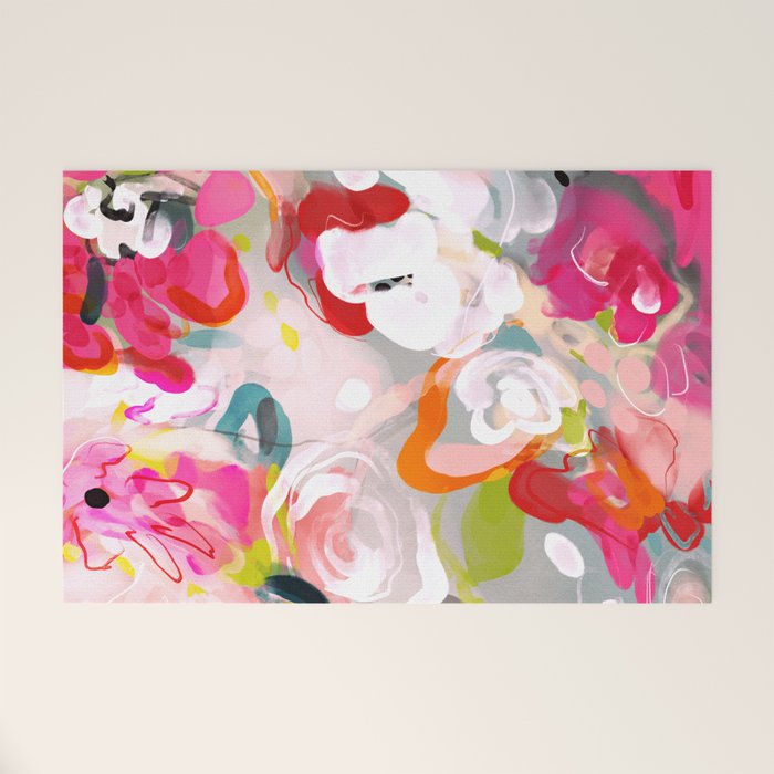 Dream flowers in pink rose floral abstract art Welcome Mat Gallery Image 1