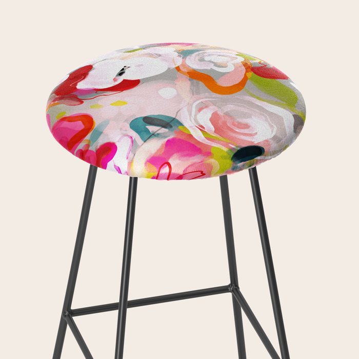 Dream flowers in pink rose floral abstract art Stool Gallery Image 2