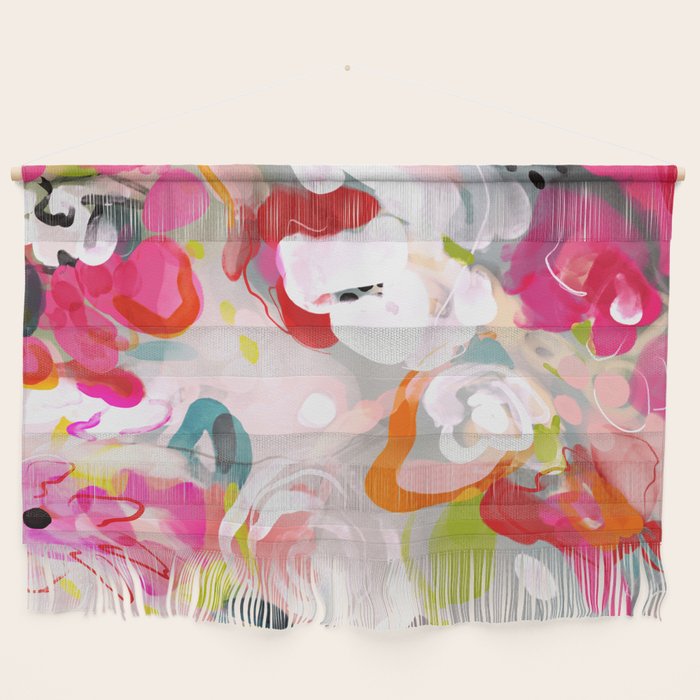 Dream flowers in pink rose floral abstract art Wall Hanging Gallery Image 1