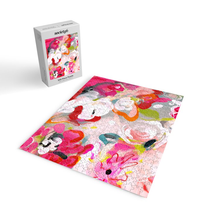 Dream flowers in pink rose floral abstract art Jigsaw Puzzle Gallery Image 2