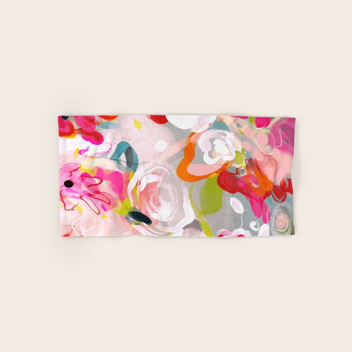 Dream flowers in pink rose floral abstract art Towels Gallery Image 1